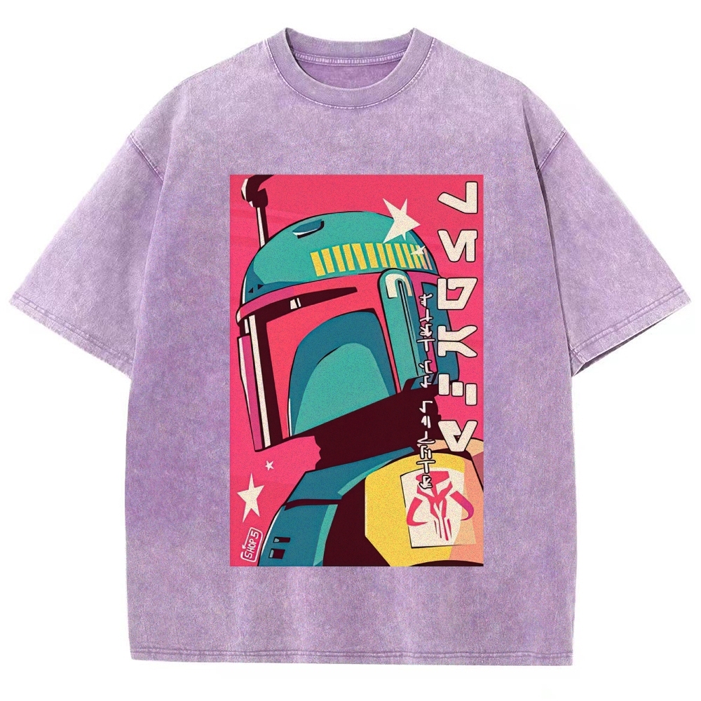 Retro Japanese Pop Art Boba Fett Washed T-Shirt