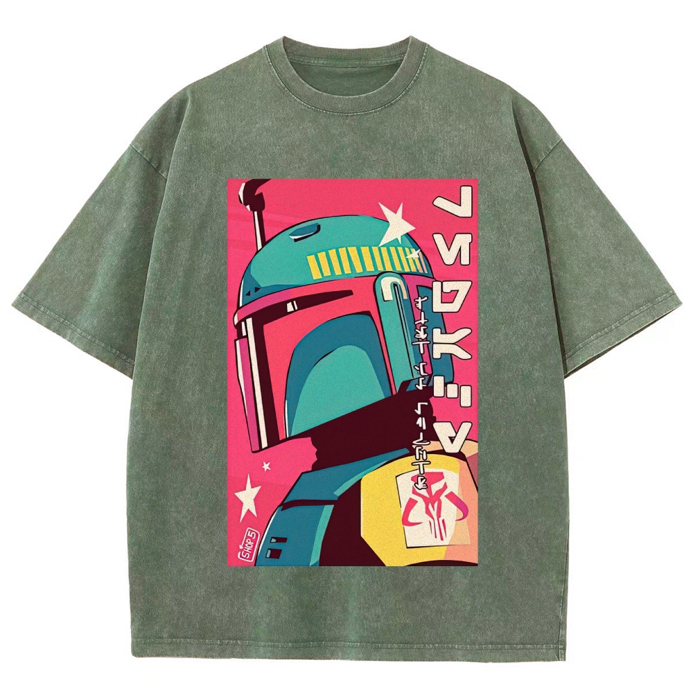 Retro Japanese Pop Art Boba Fett Washed T-Shirt
