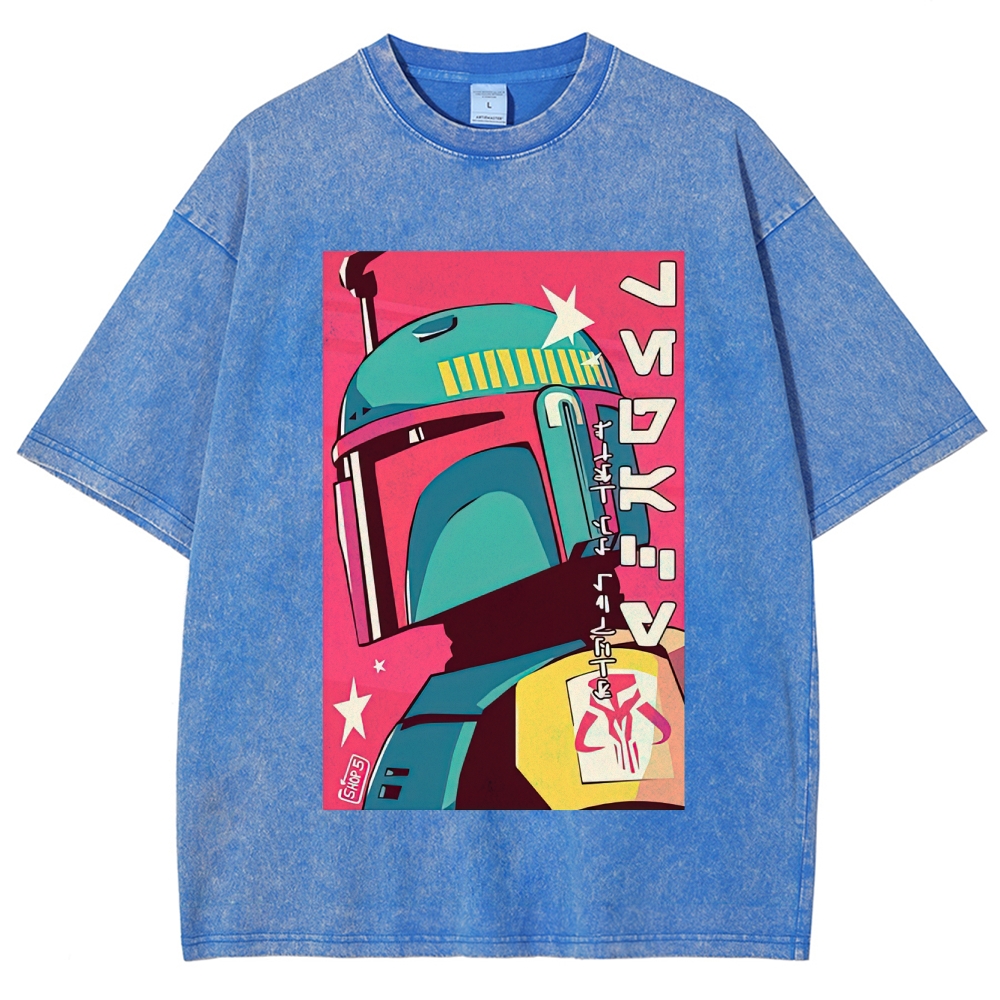 Retro Japanese Pop Art Boba Fett Washed T-Shirt
