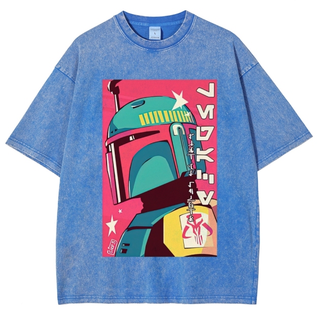 Retro Japanese Pop Art Boba Fett Washed T-Shirt