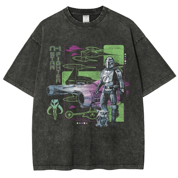Mandalorian & Child N1 Starfighter Vintage Washed T-Shirt