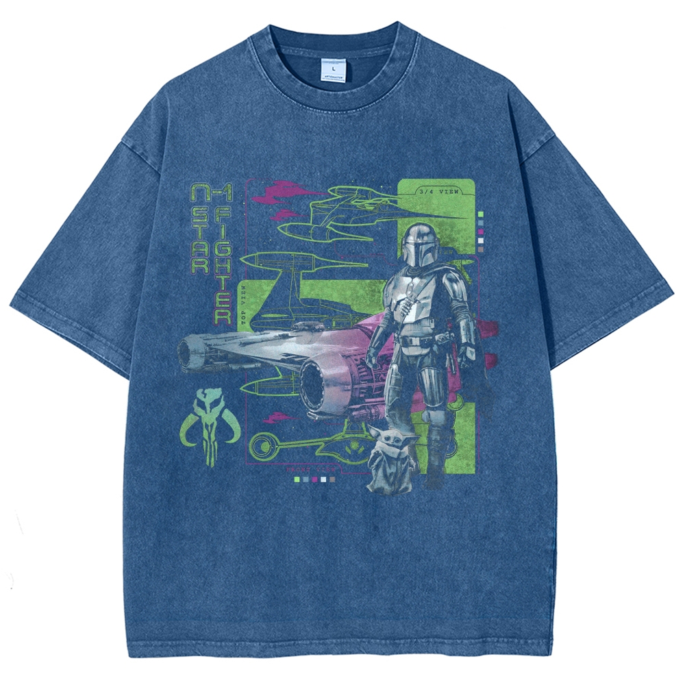 Mandalorian & Child N1 Starfighter Vintage Washed T-Shirt