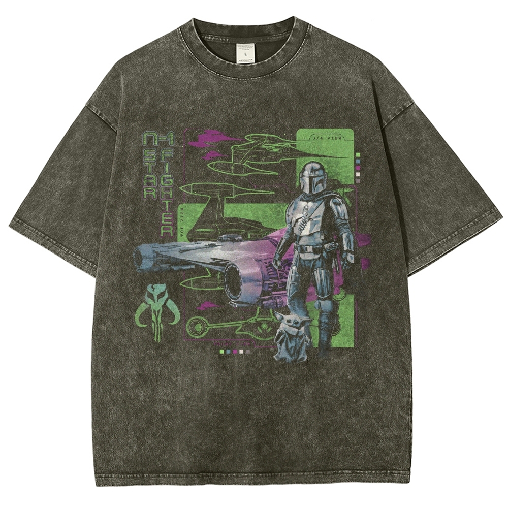 Mandalorian & Child N1 Starfighter Vintage Washed T-Shirt