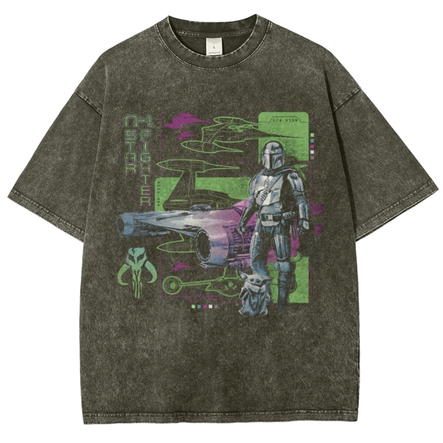 Mandalorian & Child N1 Starfighter Vintage Washed T-Shirt
