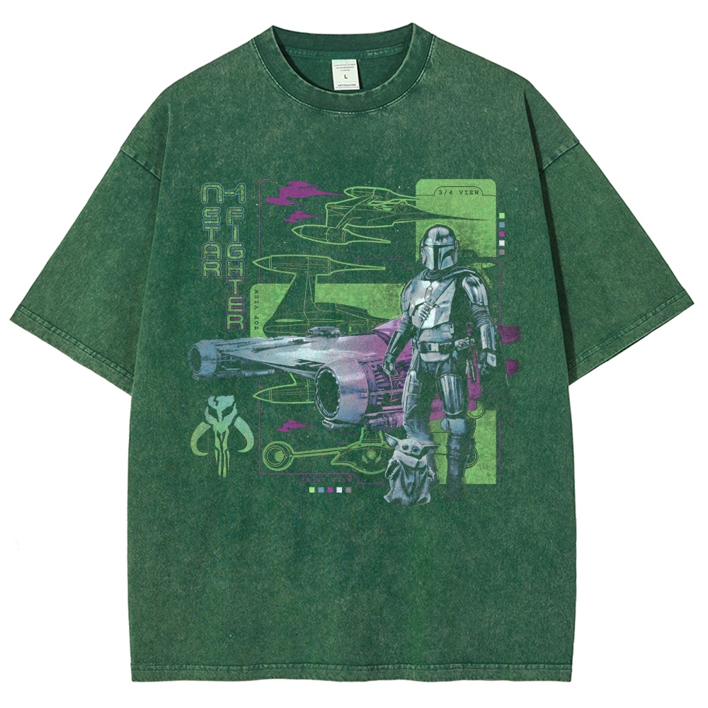 Mandalorian & Child N1 Starfighter Vintage Washed T-Shirt