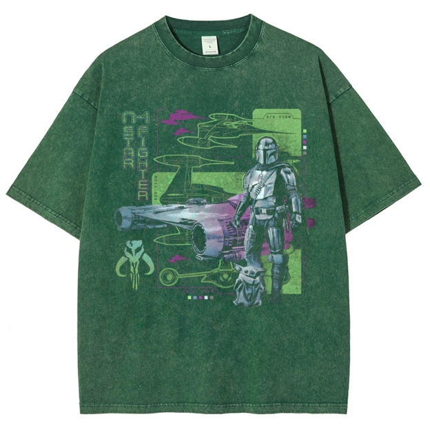 Mandalorian & Child N1 Starfighter Vintage Washed T-Shirt