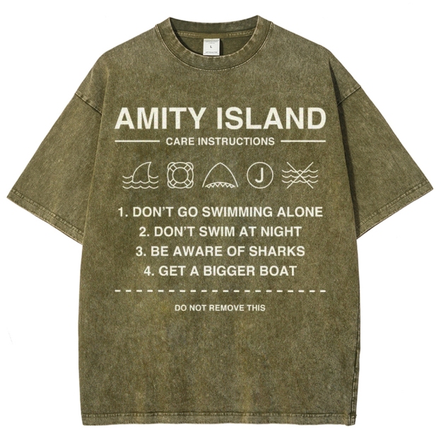 Retro Island Safety  Washed T-Shirt 