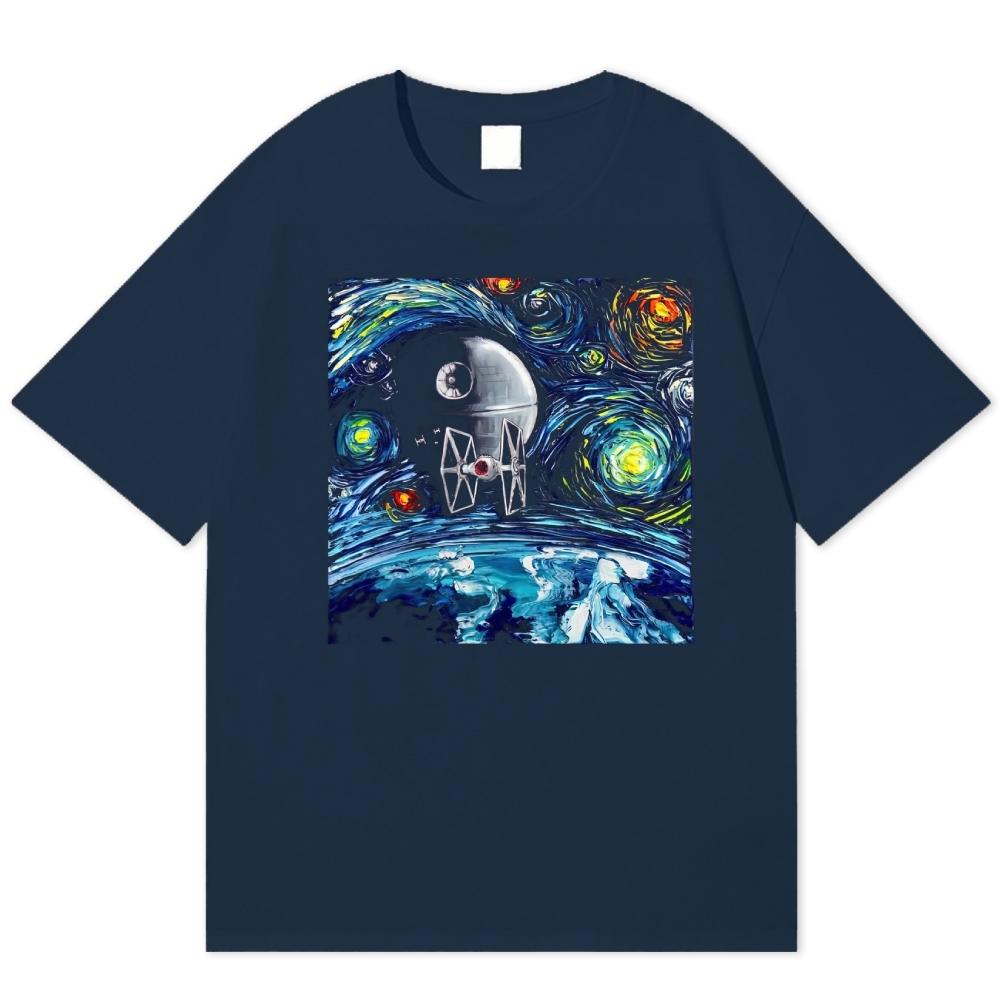 Starry Night Death Star Star Wars Parody Cotton T-shirt