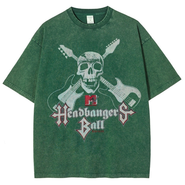 MTV Headbangers Ball Skull & Crossed Guitars Vintage Washed T-Shirt