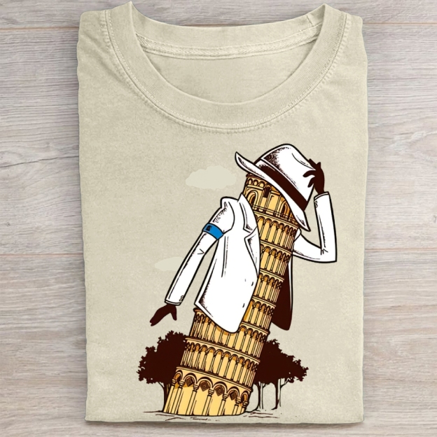 Leaning Tower of Pisa Michael Jackson Funny Vintage Washed Tee