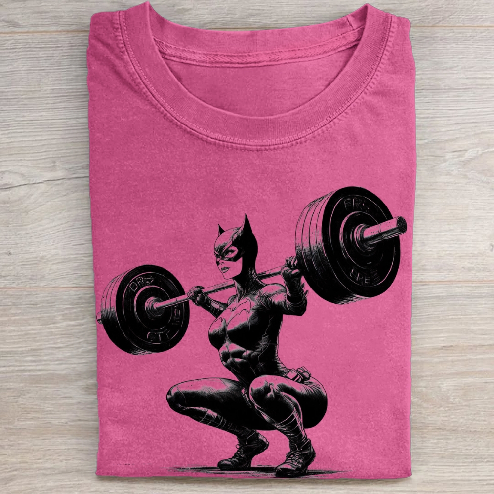 Batgirl Powerlifting Vintage Sketch Vintage Washed Tee