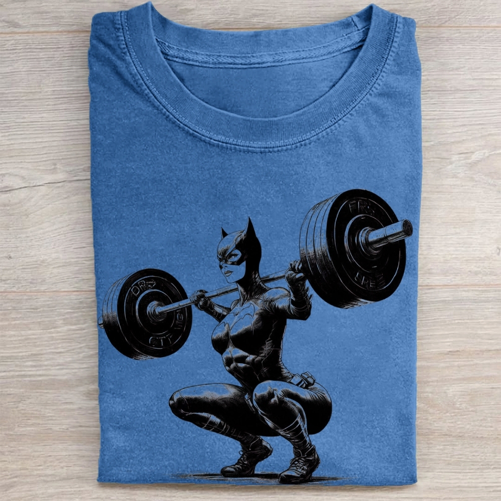 Batgirl Powerlifting Vintage Sketch Vintage Washed Tee