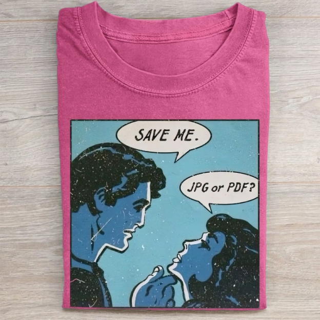 "Save Me. JPG or PDF?" Retro Comic Vintage Washed Tee