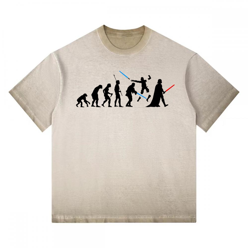 Evolution of Jedi vs Sith Parody Gradient Washed T-shirt