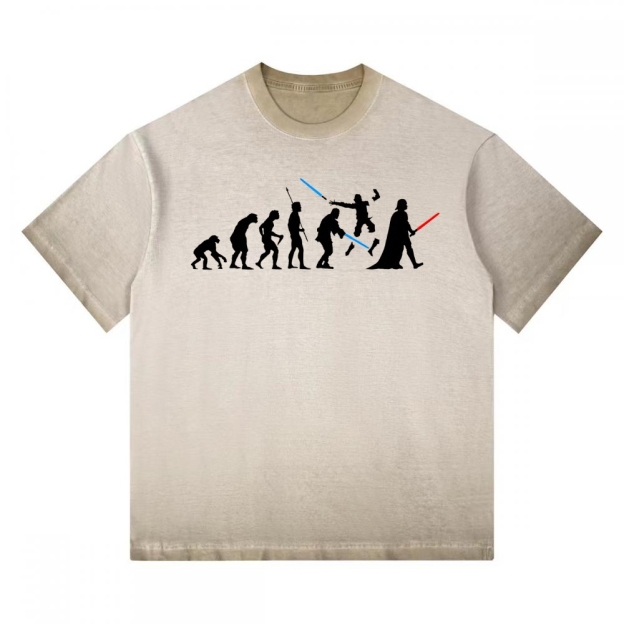 Evolution of Jedi vs Sith Parody Gradient Washed T-shirt