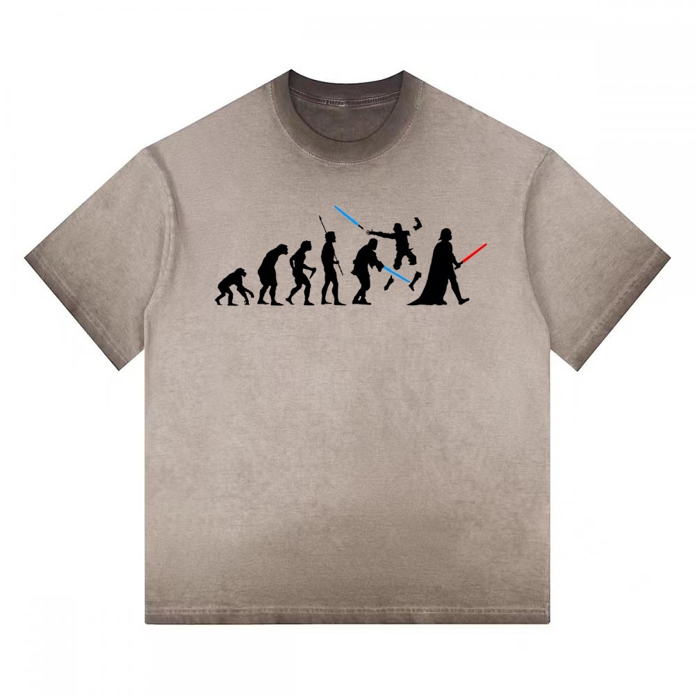 Evolution of Jedi vs Sith Parody Gradient Washed T-shirt