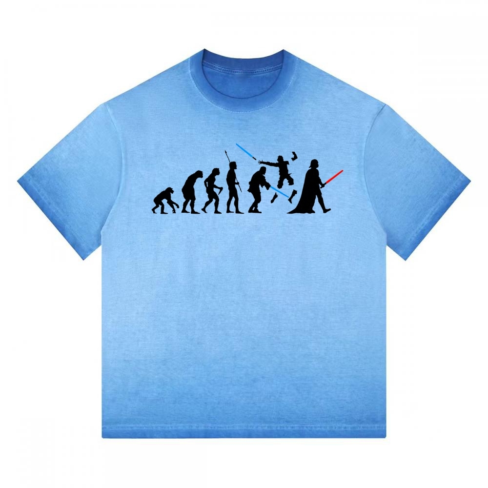 Evolution of Jedi vs Sith Parody Gradient Washed T-shirt