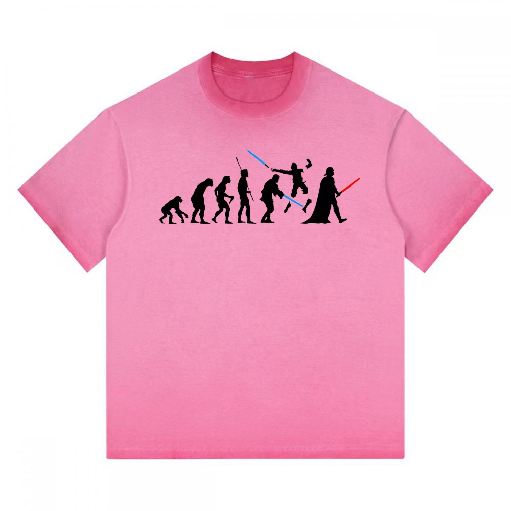 Evolution of Jedi vs Sith Parody Gradient Washed T-shirt