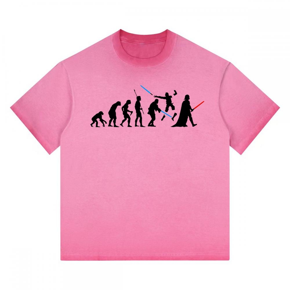 Evolution of Jedi vs Sith Parody Gradient Washed T-shirt