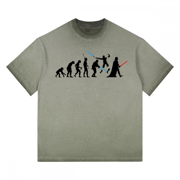 Evolution of Jedi vs Sith Parody Gradient Washed T-shirt