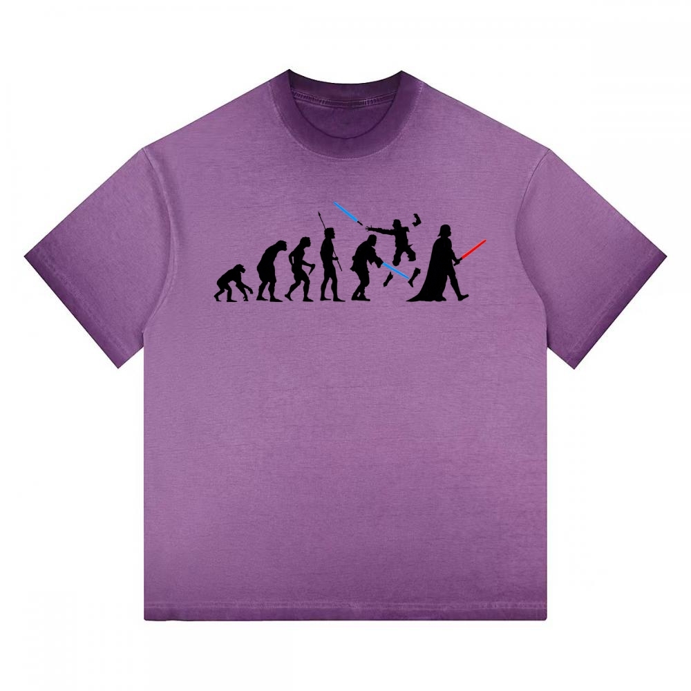 Evolution of Jedi vs Sith Parody Gradient Washed T-shirt
