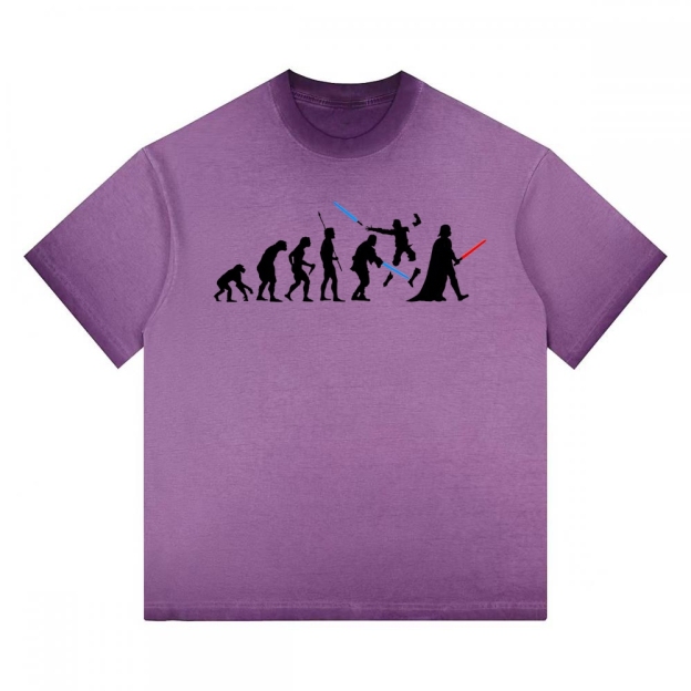 Evolution of Jedi vs Sith Parody Gradient Washed T-shirt