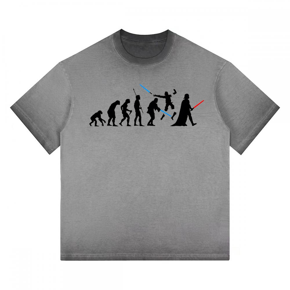 Evolution of Jedi vs Sith Parody Gradient Washed T-shirt