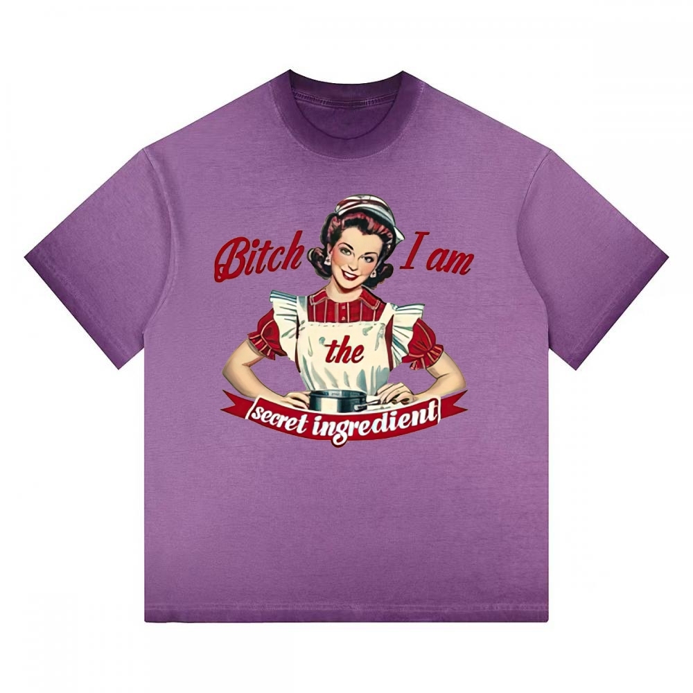 "I Am The Secret Ingredient" Retro Housewife Gradient Washed T-shirt 