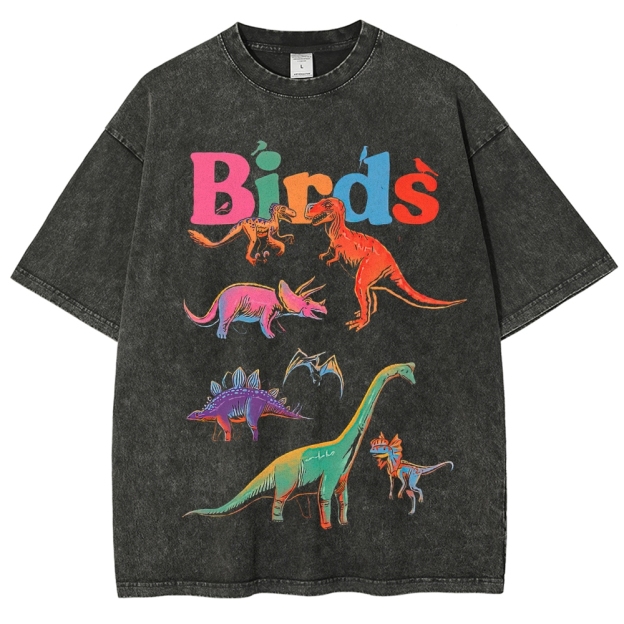 "Birds" Dinosaur Funny Washed T-Shirt