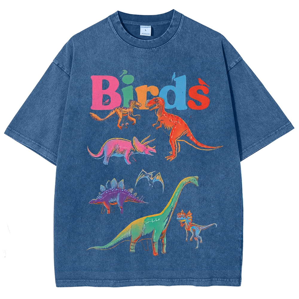 "Birds" Dinosaur Funny Washed T-Shirt