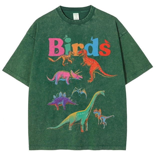 "Birds" Dinosaur Funny Washed T-Shirt