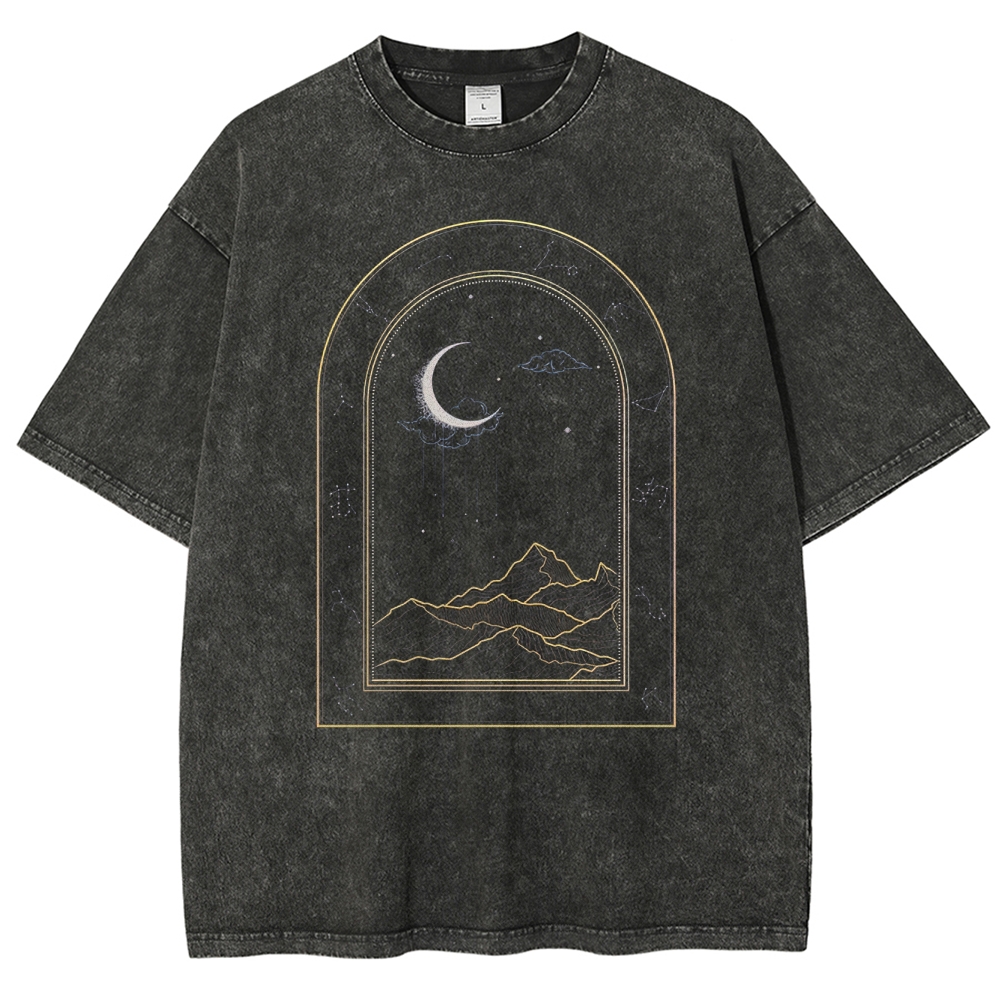 Celestial Mountain & Moon Washed T-Shirt