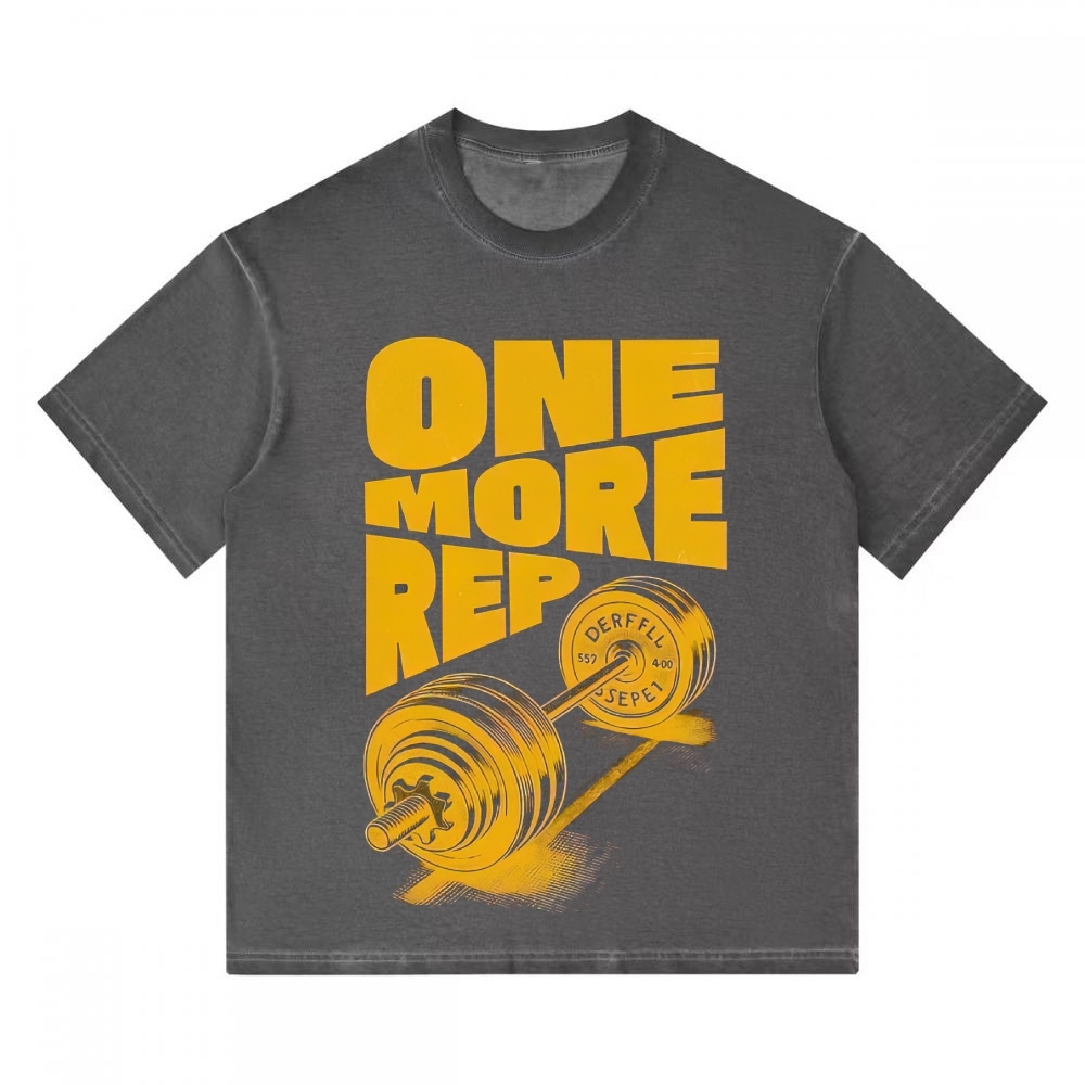 "One More Rep" Vintage Barbell Gradient Washed T-shirt