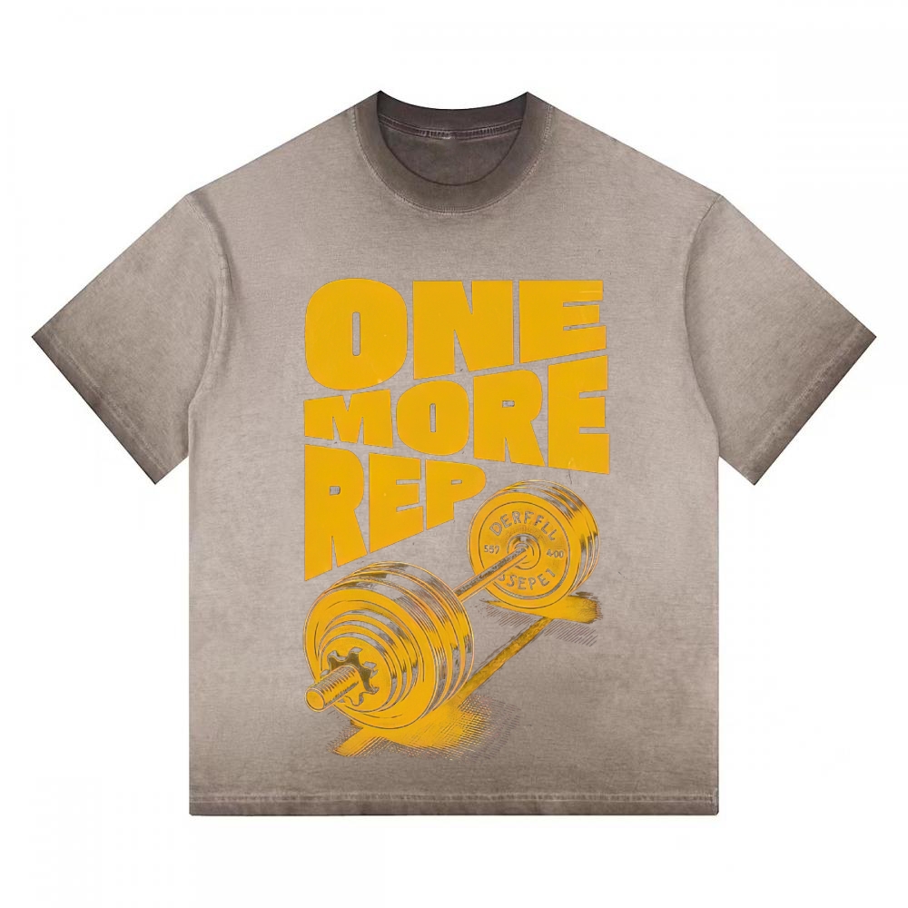 "One More Rep" Vintage Barbell Gradient Washed T-shirt