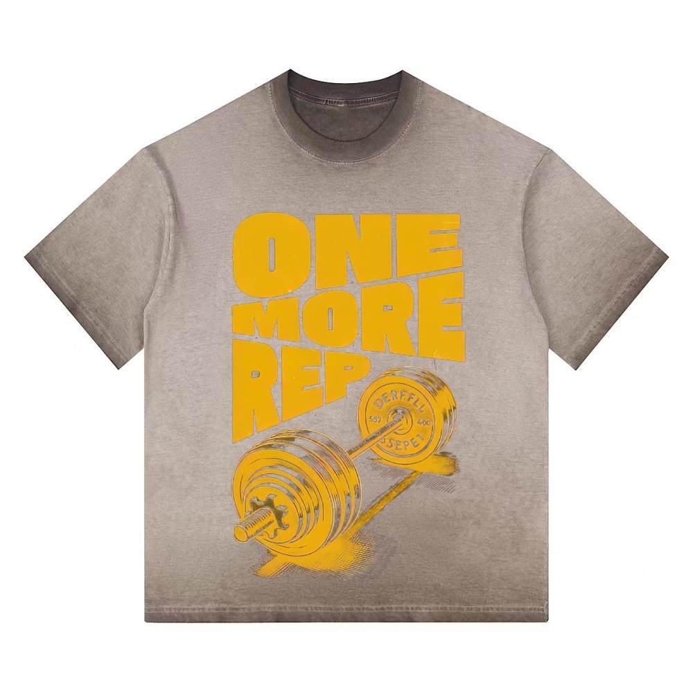 "One More Rep" Vintage Barbell Gradient Washed T-shirt