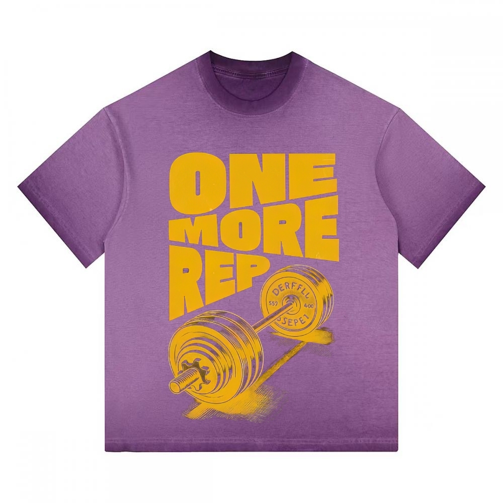 "One More Rep" Vintage Barbell Gradient Washed T-shirt