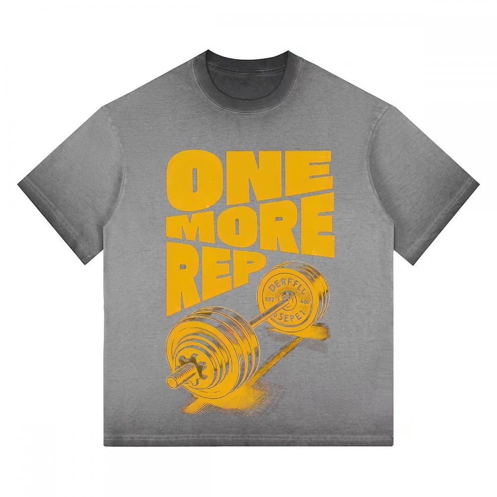 "One More Rep" Vintage Barbell Gradient Washed T-shirt
