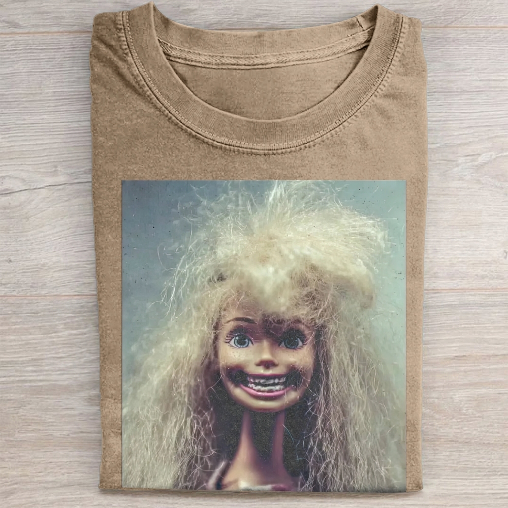 Creepy Crazy Doll Vintage Washed Tee