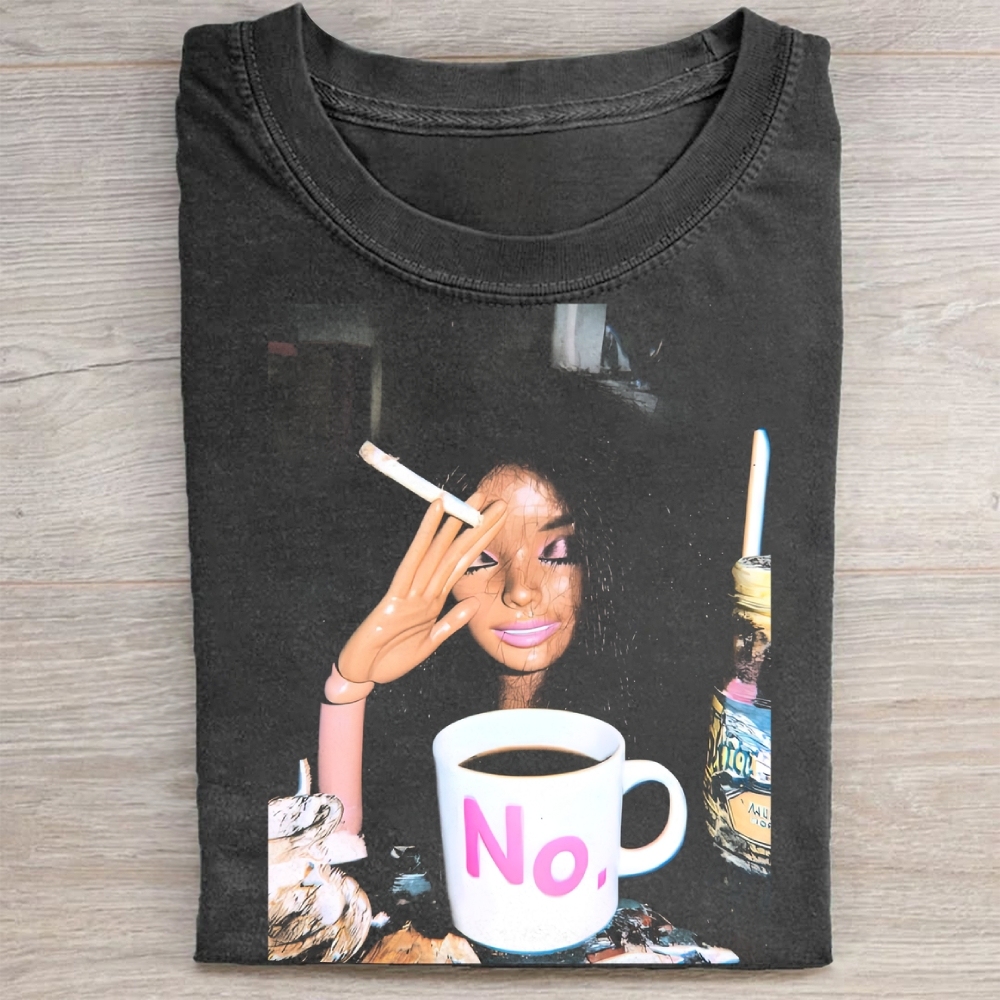 "No." Tired Barbie Vintage Washed Tee