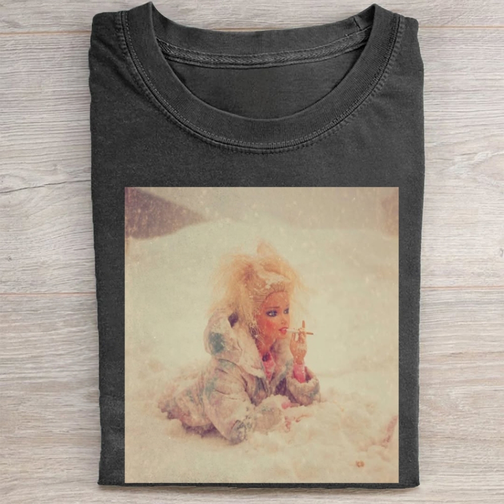 Smoking Doll in Snow Vintage Washed Tee