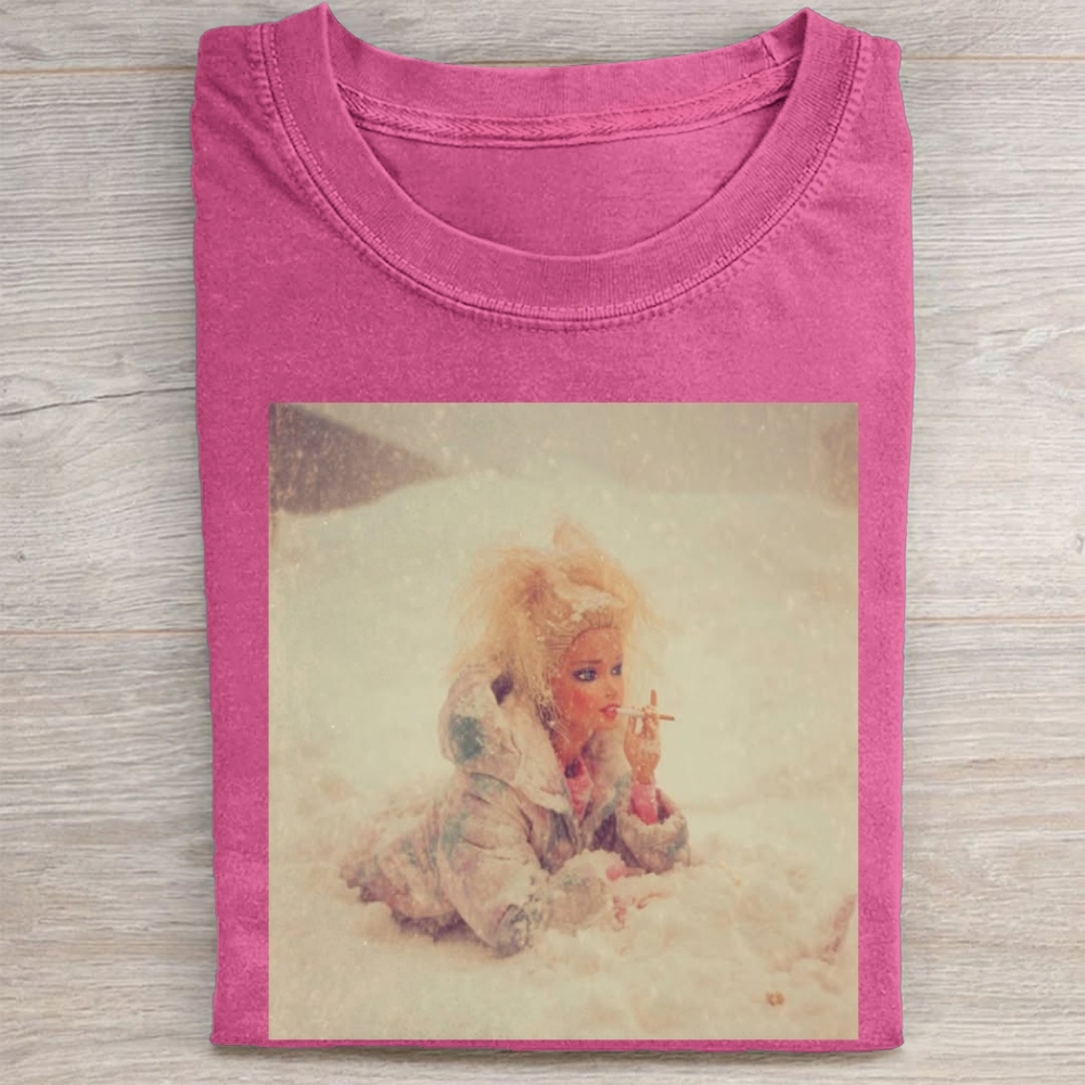 Smoking Doll in Snow Vintage Washed Tee