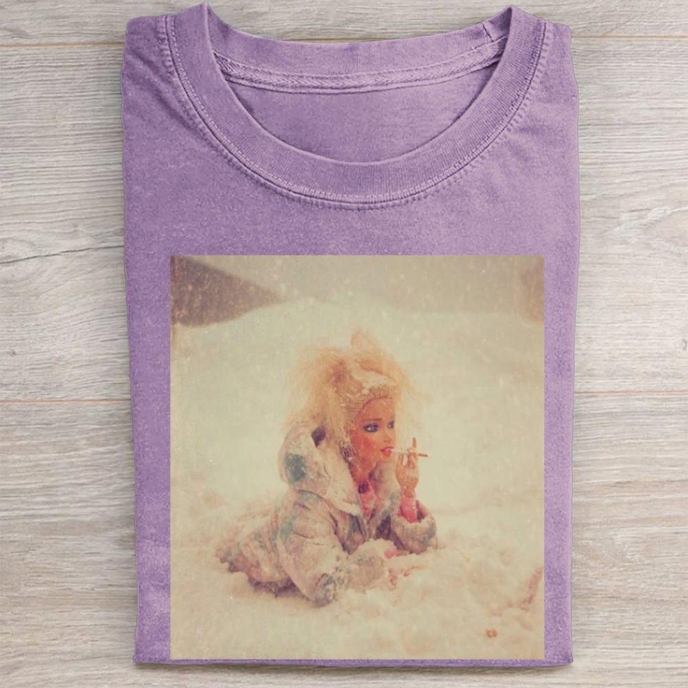 Smoking Doll in Snow Vintage Washed Tee