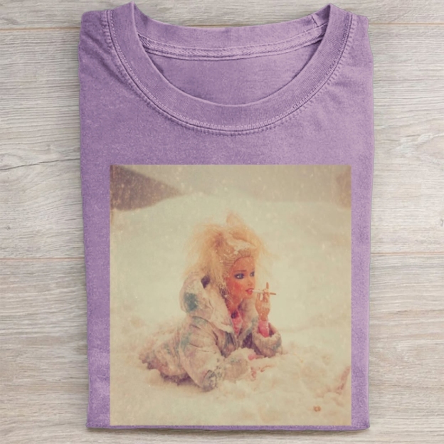 Smoking Doll in Snow Vintage Washed Tee