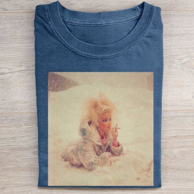 Smoking Doll in Snow Vintage Washed Tee