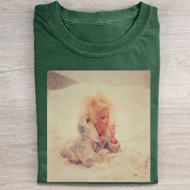 Smoking Doll in Snow Vintage Washed Tee