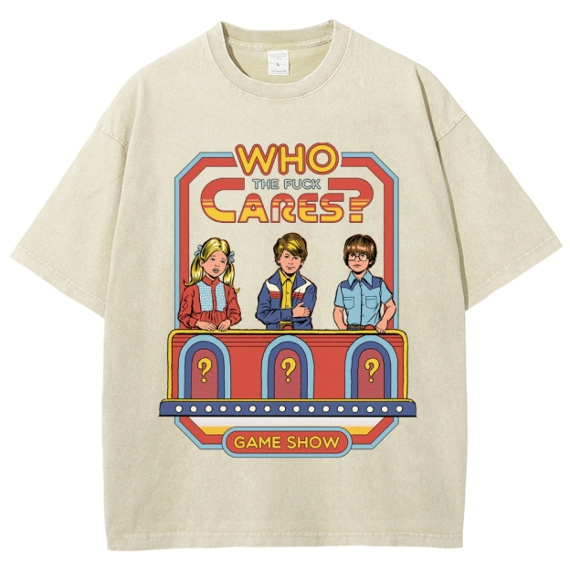 "Who The Fuck Cares?" Game Show Washed T-Shirt