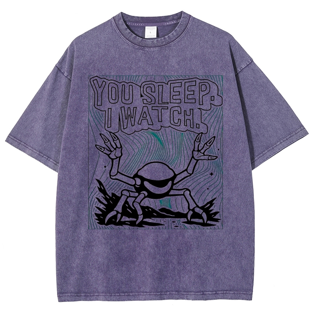 "You Sleep. I Watch." Spider Monster Washed T-Shirt