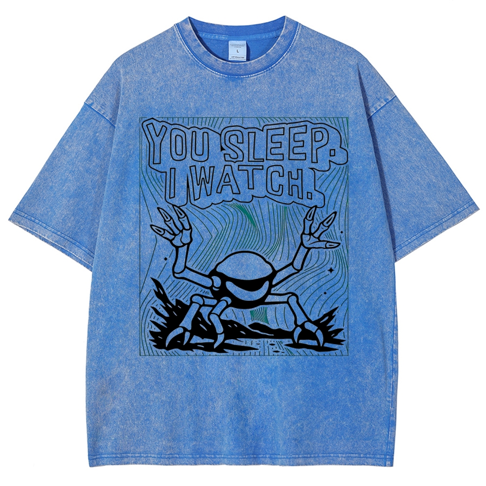 "You Sleep. I Watch." Spider Monster Washed T-Shirt