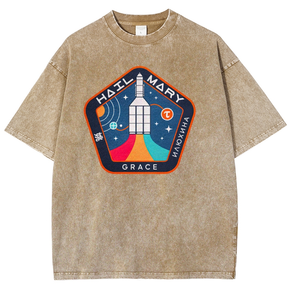 "Hail Mary" Space Mission Patch Washed T-Shirt