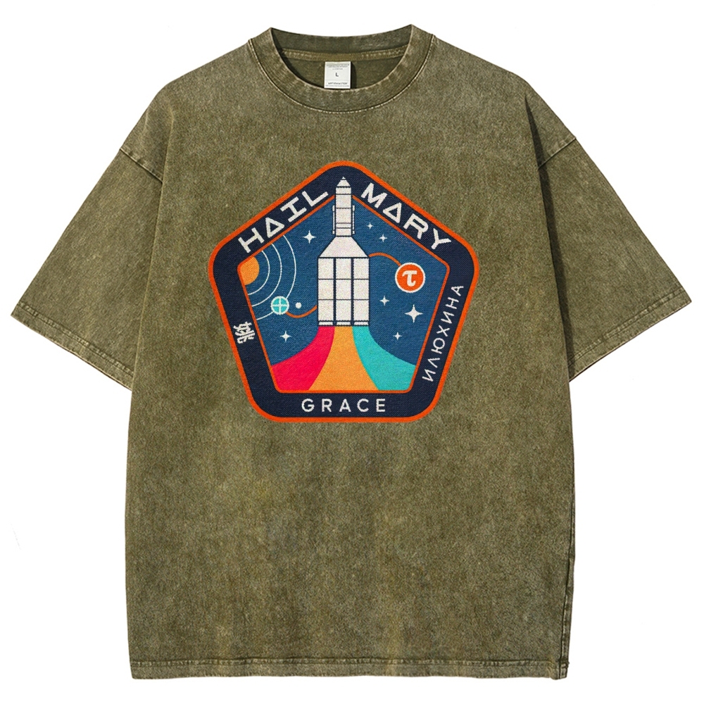 "Hail Mary" Space Mission Patch Washed T-Shirt